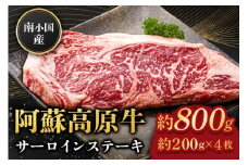  南小国産 阿蘇高原牛 サーロインステーキ 約800g 贅沢 牛 牛肉 国産牛 サーロイン ステーキ ステーキ肉 焼肉 200g 4枚 小分け 熊本県産 国産 贈答用 ギフト 熊本 阿蘇 南小国町 送料無料