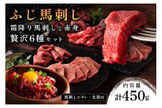 【ふじ馬刺し】 霜降り馬刺しと赤身の贅沢6種セット 450g ふじ馬刺し メン 大トロ 中トロ ヒレ シャトーブリアン ロース ユッケ 霜降り 熊本 馬刺し セット 詰め合わせ 食べ比べ 馬肉 馬 生食用 肉刺し フジチク ギフト 贈答用 阿蘇 南小国町 送料無料