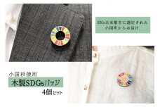 【小国町森林組合】阿蘇小国杉 小国杉 天然木 国産材 阿蘇 熊本 木製 ピンバッジ マグネット 計4個 SDGs サスティナブル アイコン 贈り物 ギフト プレゼント ノベルティにおすすめ 阿蘇小国杉のくらし