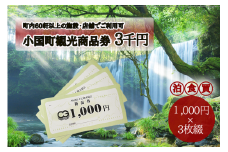 【ASOおぐに観光協会】熊本 阿蘇 小国町 杖立温泉 わいた温泉郷 湯けむり 蒸し湯 ジャージー牛乳 小国杉 旅行 観光 宿泊 飲食 お買い物 お土産 商品券 宿泊券 1000円券 3枚 3千円 現地払い利用 地域振興 旅行支援
