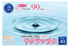 【3回定期便】天然水「サクラシリカ」500ml 40本 3回 計120本 定期便 シリカ含有量99mg/L シリカ水 ラベルレス 水 ミネラルウォーター 飲料水 飲料 ペットボトル ナチュラルウォーター サルフェート 炭酸水素イオン ミネラル 国産 阿蘇 小国郷