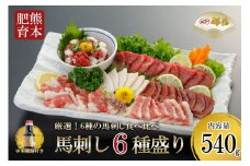 【桜屋】熊本と畜 馬刺し6種盛り（赤身 フタエゴ コウネ ユッケ サガリ ハツ）540g※専用醤油150ml×1本付き