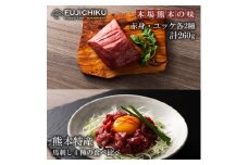 【フジチク】熊本と畜 馬刺しとユッケ 食べ比べ4種 ふじ馬刺し 国産馬刺し ユッケ 専用たれ 赤身各80g ユッケ各50g 計260g