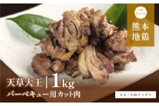 【ふるさと納税】 天草大王 バーベキュー用 カット肉 (もも・むねミックス) 1kg 【配送不可地域：離島】あそ大王ファーム株式会社 《60日以内に出荷予定(土日祝除く)》熊本 産山 鶏 鶏肉