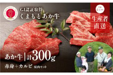 【NHKあさイチで紹介されました！】くまもとあか牛 焼肉セット　赤身肉+カルビ(150g×2パック)＜産山村産＞《60日以内に出荷予定(土日祝除く)》