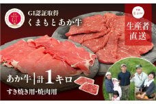 【NHKあさイチで紹介されました！】生産者直送!GI認証　くまもとあか牛すき焼き用(500g)・焼き肉用(500g)食べ比べセット《60日以内に出荷予定(土日祝除く)》