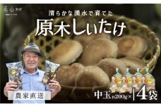 阿蘇・産山村産　原木生しいたけ中玉800g（200g×4袋）《6月中旬-11月下旬頃出荷予定》
