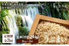 【令和6年産新米定期便3回】うぶまい(コシヒカリ　玄米)8kg〈阿蘇の名水　池山水源米〉
