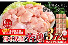 【6ヶ月定期便】鶏肉 小分け 鶏肉 むね  ムネ カット済 若鶏3.72kg 《お申込み月の翌月から出荷開始》