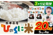 【3ヶ月定期便】 無洗米 ひのくに米 20kg 《お申込み月の翌月から出荷開始》 食品 米 こめ コメ 熊本県産 ふるさと納税 お米 おこめ 熊本