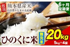 【6ヶ月定期便】 無洗米 ひのくに米 20kg 《お申込み月の翌月から出荷開始》 食品 米 こめ コメ 熊本県産 ふるさと納税 お米 おこめ 熊本