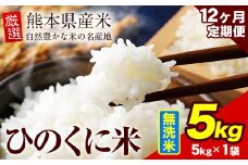 【12ヶ月定期便】 無洗米 ひのくに米 5kg 《お申込み月の翌月から出荷開始》 食品 米 こめ コメ 熊本県産 ふるさと納税 お米 おこめ 熊本