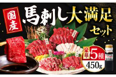 国産 大満足 ボリューム 「大満足セット」 馬刺し 上赤身 大トロ 中トロ たてがみ 馬ヒレ 計 450g