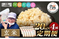 【4ヶ月定期便】阿蘇だわら (玄米) 20kg (2kg×10袋) 熊本県 高森町 オリジナル米