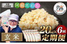 【6ヶ月定期便】阿蘇だわら (玄米) 20kg (2kg×10袋) 熊本県 高森町 オリジナル米