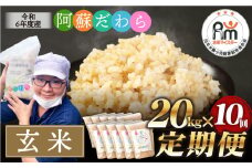【10ヶ月定期便】阿蘇だわら (玄米) 20kg (2kg×10袋) 熊本県 高森町 オリジナル米