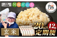 【12ヶ月定期便】阿蘇だわら (玄米) 20kg (2kg×10袋) 熊本県 高森町 オリジナル米