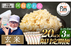 【隔月3回定期便】阿蘇だわら (玄米) 20kg (2kg×10袋) 熊本県 高森町 オリジナル米