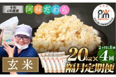 【隔月4回定期便】阿蘇だわら (玄米) 20kg (2kg×10袋) 熊本県 高森町 オリジナル米