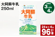 【3ヶ月毎4回定期便】大阿蘇牛乳 250ml 計96本（24本×4回） 計24L