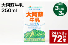 【3ヶ月毎3回定期便】大阿蘇牛乳 250ml 計72本（24本×3回） 計18L