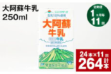 【1ヶ月毎11回定期便】大阿蘇牛乳 250ml 計264本（24本×11回） 計66L