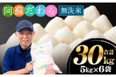 ＜令和6年産＞【無洗米】阿蘇だわら 熊本県 高森町 オリジナル米 計30kg（5kg×6袋）
