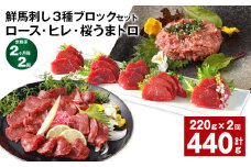 【2ヶ月毎2回定期便】鮮馬刺し3種ブロックセット (ロース・ヒレ・桜うまトロ)