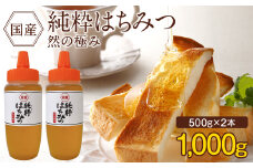 国産 純粋はちみつ 然の極み 1kg（500g×2本）セット（とんがり容器）【2025年8月発送】国産 百花 蜂蜜 はちみつ ハチミツ
