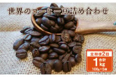 【2ヶ月定期便】世界のコーヒー豆詰め合わせ 500g (100g×5種) コーヒー 珈琲 豆 セット
