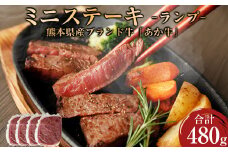 熊本県産 あか牛 ミニステーキ ランプ 合計480g 120g×4パック ステーキ 牛肉 肉 赤牛