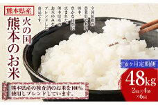 【6ヶ月定期便】火の国 熊本のお米 合計48kg 8kg×6ヶ月 米 こめ ブレンド米 チャック付き 小分け 小袋 熊本県産