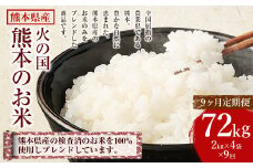 【9ヶ月定期便】火の国 熊本のお米 合計72kg 8kg×9ヶ月 米 こめ ブレンド米 チャック付き 小分け 小袋 熊本県産