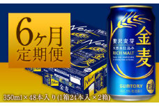 6ヶ月定期便“九州熊本産”金麦２ケース（計6回お届け 合計12ケース：350ml×288本）阿蘇の天然水100％仕込 ビール お酒 アルコール 熊本県御船町 (350ml×48本) ×6カ月《お申込み月の翌月から出荷開始》