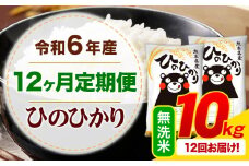 【12ヶ月定期便】令和6年産 無洗米 ひのひかり 定期便 10kg《お申込み月の翌月から出荷開始》令和6年産 熊本県産 ふるさと納税 精米 ひの 米 こめ ふるさとのうぜい ヒノヒカリ コメ お米