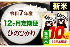 【12ヶ月定期便】新米 令和7年産 無洗米 ひのひかり 定期便 10kg《お申込み月の翌月から出荷開始》熊本県産 ふるさと納税 精米 ひの 米 こめ ふるさとのうぜい ヒノヒカリ コメ お米