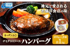 デミグラスソース ハンバーグ 200g×5 計1kg キッチンふじ 冷凍 《60日以内に出荷予定(土日祝除く)》ジューシー 肉 牛肉 熊本県御船町 惣菜 お弁当 加工食品
