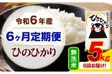 【6ヶ月定期便】令和6年産 無洗米 ひのひかり 定期便 5kg《お申込み月の翌月から出荷開始》令和6年産 熊本県産 ふるさと納税 精米 ひの 米 こめ ふるさとのうぜい ヒノヒカリ コメ お米