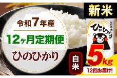 【12ヶ月定期便】新米 令和7年産 白米 ひのひかり 定期便 5kg《お申込み月の翌月から出荷開始》熊本県産 ふるさと納税 精米 ひの 米 こめ ふるさとのうぜい ヒノヒカリ コメ お米