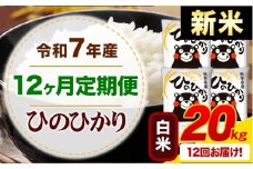 【12ヶ月定期便】新米 令和7年産 白米 ひのひかり 定期便 20kg《お申込み月の翌月から出荷開始》熊本県産 ふるさと納税 精米 ひの 米 こめ ふるさとのうぜい ヒノヒカリ コメ お米