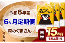 【6ヶ月定期便】令和6年産 白米  森のくまさん 15kg 5kg×3袋  《お申込み月の翌月から出荷開始》 熊本県産 白米 精米 米 こめ コメ お米 kome