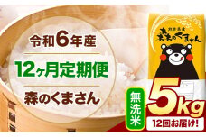 【12ヶ月定期便】令和6年産 無洗米  森のくまさん 5kg 5kg×1袋  《お申込み月の翌月から出荷開始》 熊本県産 無洗米 精米 米 こめ コメ お米 kome