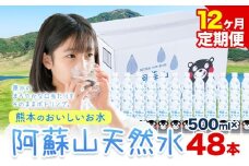【12ヶ月定期便】水 熊本 の おいしい お水 阿蘇山 天然水数 500ml×48本 2ケース 丸富産業《お申し込みの翌月から出荷開始》熊本県 御船町 水 天然水 みず 熊本 飲料 熊本県 ミネラルウォーター