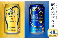 “九州熊本産” 飲み比べ プレモル 金麦 48本 350ml × 各 24本 《30日以内に出荷予定(土日祝除く)》阿蘇天然水100％仕込 プレミアムモルツ ザ・プレミアム・モルツ ビール ギフト お酒 アルコール 熊本県御船町 ザ・プレミアムモルツ 缶ビール