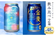 “九州熊本産” 飲み比べ 香るエール 金麦 48本 350ml × 各 24本 《30日以内に出荷予定(土日祝除く)》阿蘇天然水100％仕込 プレミアムモルツ ザ・プレミアム・モルツ ビール ギフト お酒 アルコール 熊本県御船町 ザ・プレミアムモルツ 缶ビール サントリー