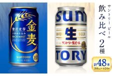 “九州熊本産” 飲み比べ 金麦 生ビール 48本 350ml × 各 24本 《30日以内に出荷予定(土日祝除く)》阿蘇天然水100％仕込 ビール ギフト お酒 アルコール 熊本県御船町 缶ビール 酒 缶 サントリー生ビール