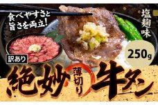 牛タン 牛肉 塩麹 250g《30日以内に出荷予定(土日祝除く)》熊本県 御船町 牛肉 タン たん 牛タン 焼肉 お試し 小分け 牛 牛たん タン中 タン元 牛タン