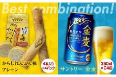 FKK19-06A からしれんこん棒プレーン味とビール（サントリー 金麦）のセット