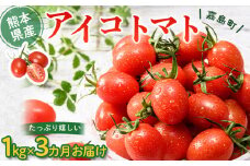 FKK19-872 【3カ月定期】嘉島町産アイコトマト1kg もぎたて 産地直送 産直 有機肥料 甘い フルーティー ミニトマト プチトマト リコピン 新鮮 フレッシュ サラダ 朝食 野菜 食品