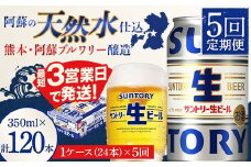 FK7-0141 【5回定期便】 サントリー 生ビール トリプル生 350ml ×1ケース (24缶)  熊本県 嘉島町 ビール サン生